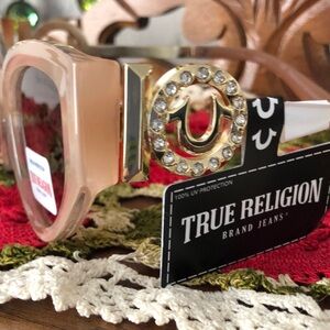 NWT True Religion Taupe Sunglasses w/Horseshoe Circled in Bling